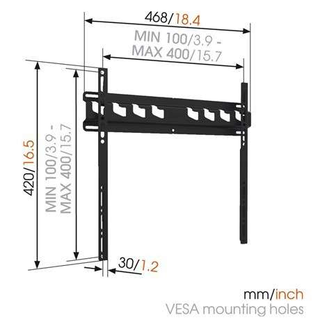 Vogels | Wall mount | MA3000-A | Fixed | 32-55 "" | Maximum weight (capacity) 60 kg | Black - 3